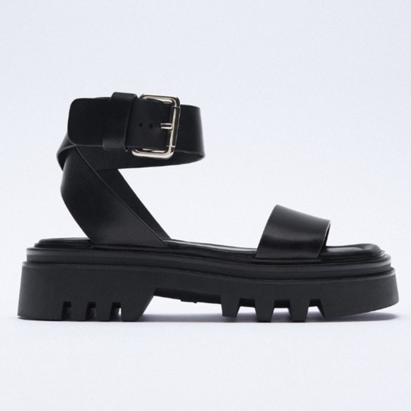 ZARA Leather women size US 8 | UK 39 Platform chunky Sandals Y2K 90s look - Picture 13 of 13